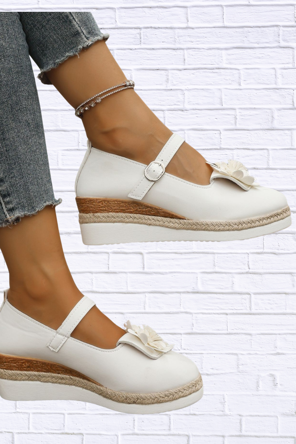 Flower Embellished Mary Jane Loafers