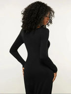 Scoop Neck Long Sleeve Bodycon Maxi Dress