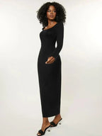 Scoop Neck Long Sleeve Bodycon Maxi Dress