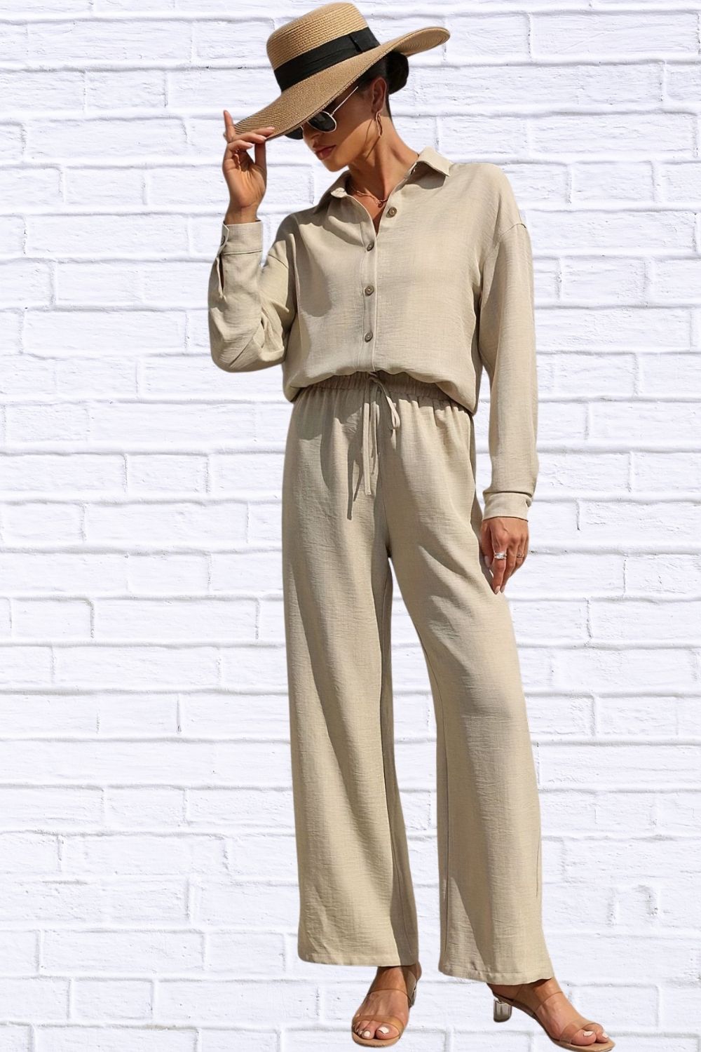Button Up Shirt & Pants Set | Women__ Matching Outfit