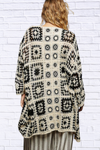Open Front Crochet Cardigan with Granny Square Pattern