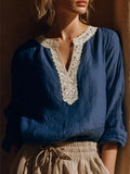 Solid Color Patchwork Shirt