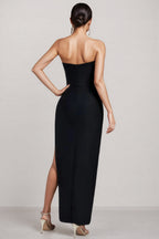 Jersey Crystal Embellished Flower Bra Maxi Bandage Dress