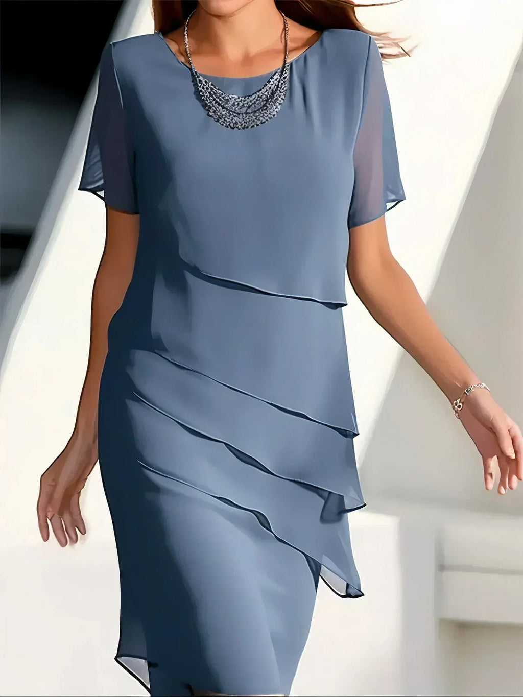 Cristal Effortless Cocktail Dress Made of Chiffon Boutique Collection