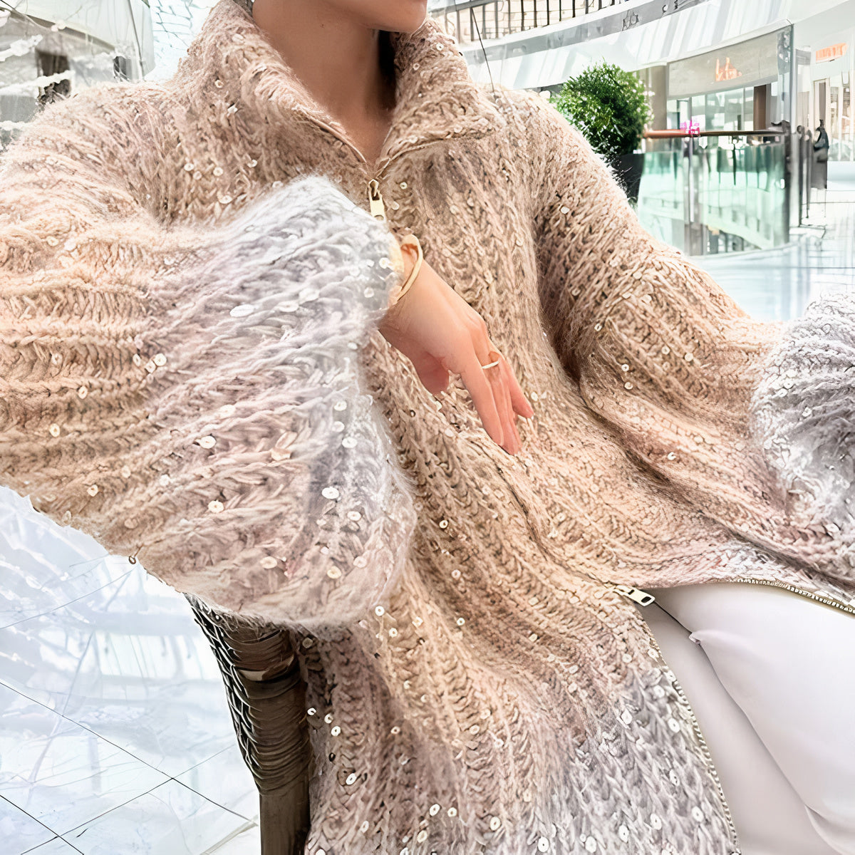 | Shiny silk sweater