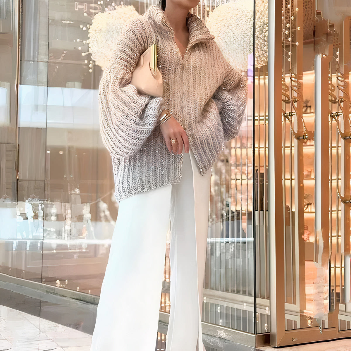 | Shiny silk sweater