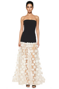 Hrinna Beige Polka Dot Mesh Maxi Dress