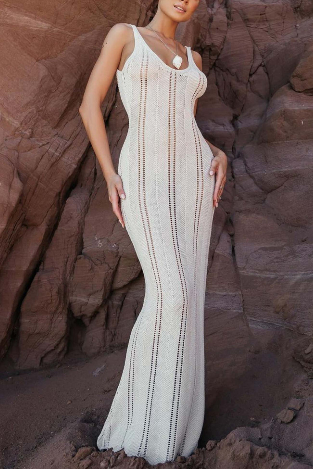 Backless Hollow Out Knit Tank Dress