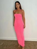 Halter Neck Ruched Spaghetti Strap Bodycon Maxi Dress