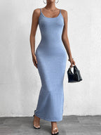Backless Tie Back Knitted Cami Bodycon Dress