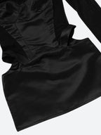 Mock Neck Sheer Mesh Corset Bodice Hip Cut Out Mini Dress