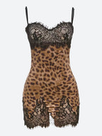 Print Lace Trim Sweetheart Cami Bodycon Mini Dress