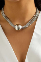 Ball Pendant Twisted Layered Necklace