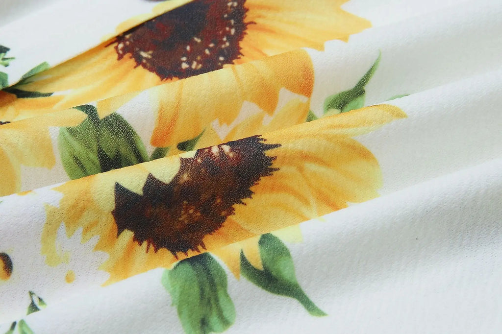 Pineapple Print Spaghetti Strap Button Front Pocket A-Line Midi Dress