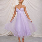 Bella - Women__ Tulle Midi Dress with Corset Bodice