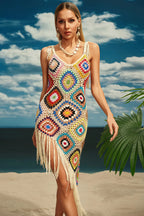 Benita Spaghetti Knitted Fringe Midi Dress