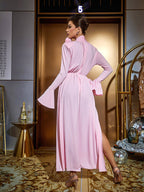 Benton Long Sleeve Flower Embellished Maxi Dress