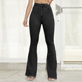 DressBetty - Benuynffy Button Fly Women's Raw Hem Flare Jeans