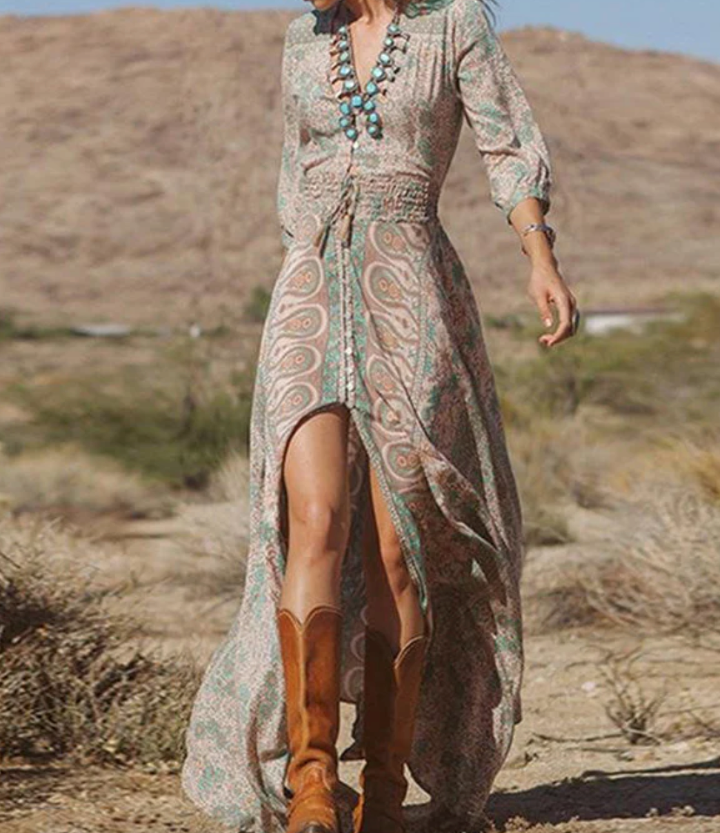 Pilar Statement Vintage Summer Maxi Dress Evening Wear Edit