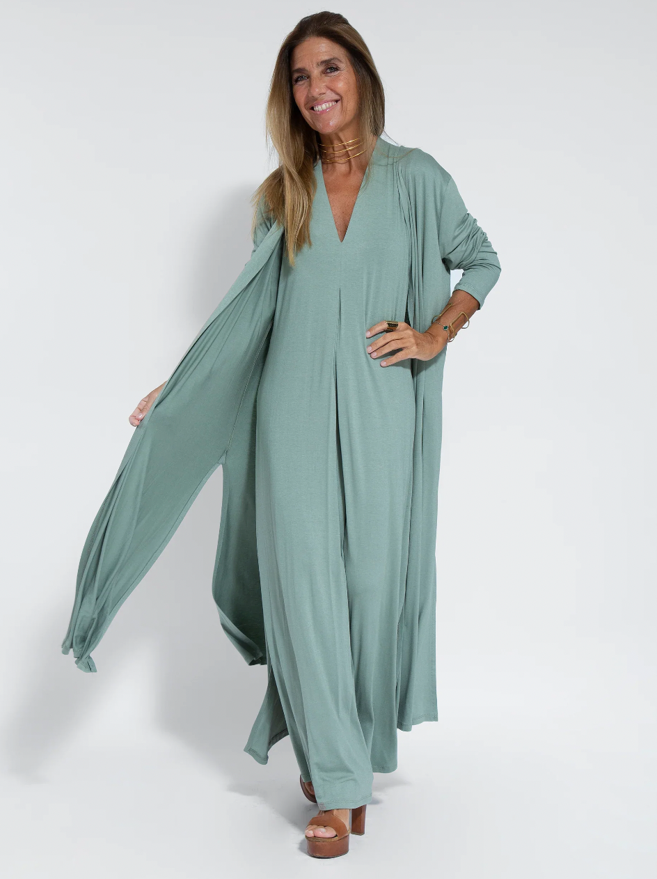 Mabel Aesthetic Long Slimming Dress and Vest Set Boutique Collection