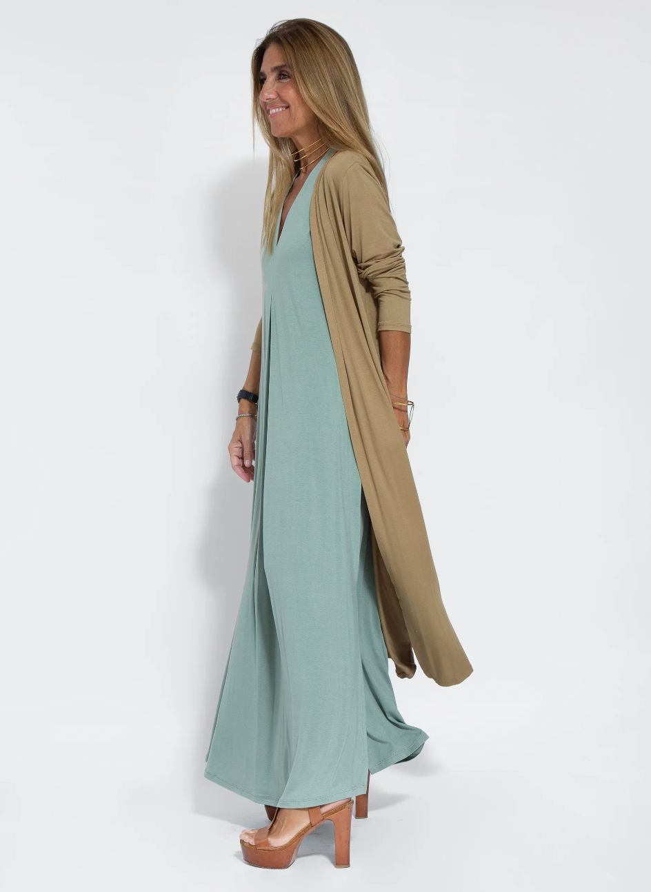 Ana Exclusive Maria Set of Long Slimming Dress and Vest Elevated Occasion Wear