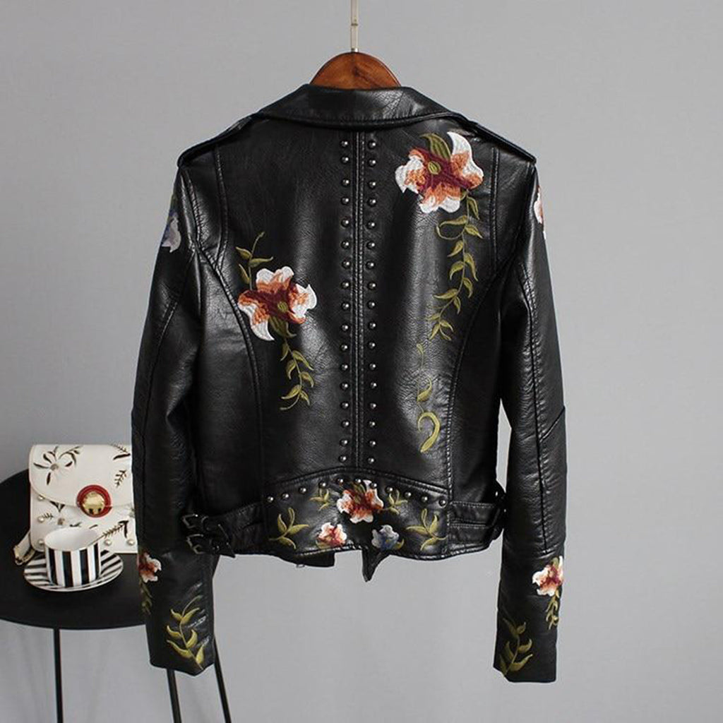 | Women's Floral Zip-up Biker Jacket
