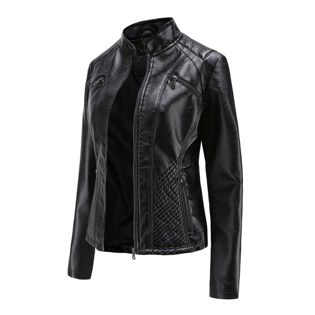 | Women's Classic Zip-up Biker Jacket