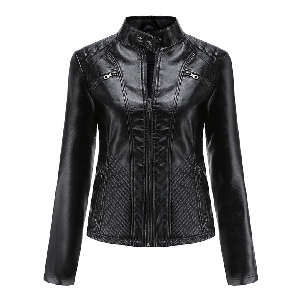 | Women's Classic Zip-up Biker Jacket