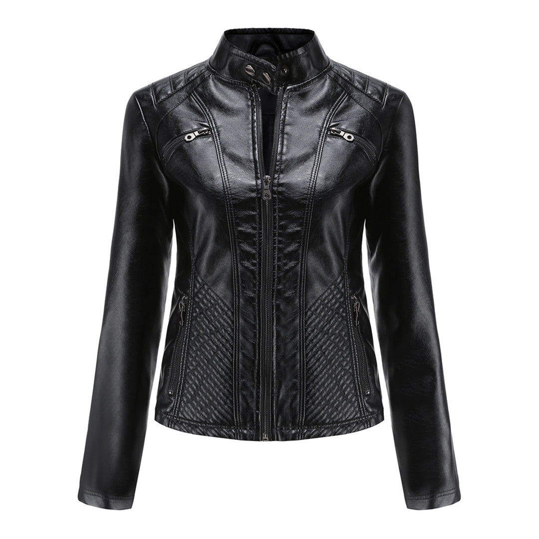 | Women's Classic Zip-up Biker Jacket