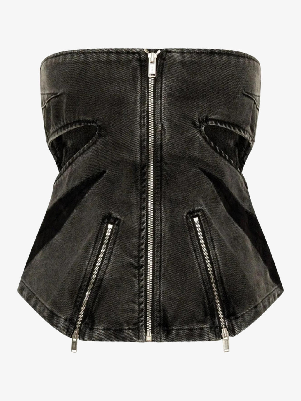 Black Denim Tube Top & Patch Jeans Two Piece Set