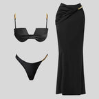 Black Draped Bikini Set