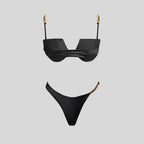 Black Draped Bikini Set