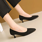 Black Highs Autumn Fashion Pointed Sexy Stiletto Commuting Ladies Low Heel Pumps
