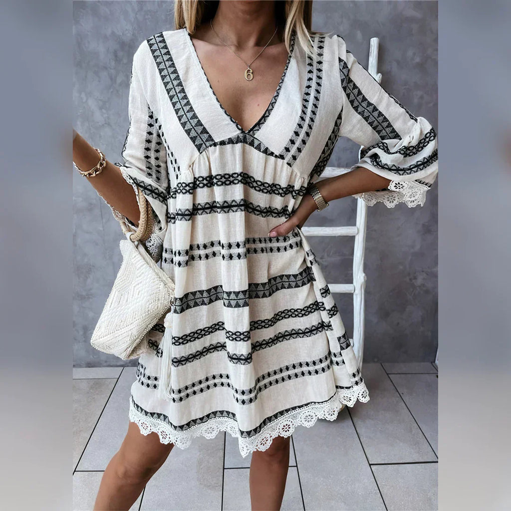 Francisca Chic Summer Dress with Flared Sleeves Elevated Occasion Wear