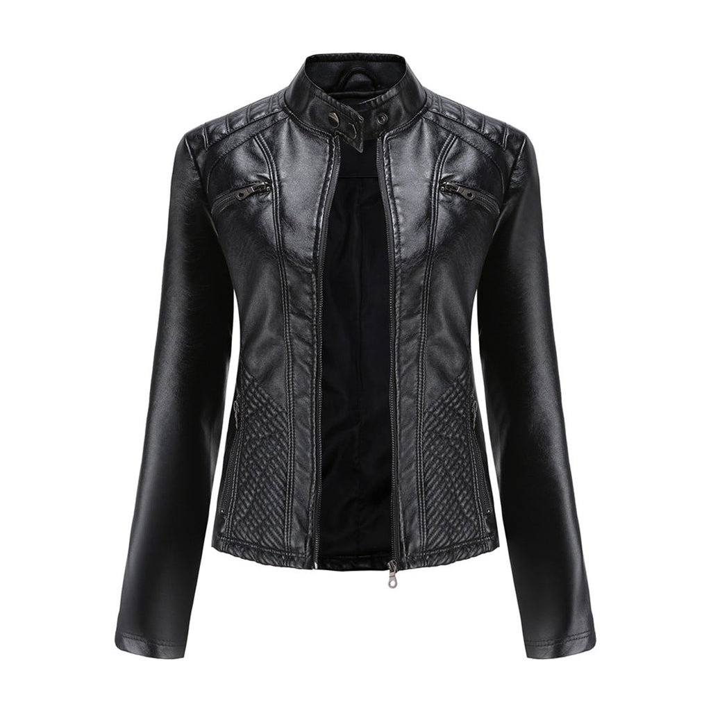 | Women's Classic Zip-up Biker Jacket