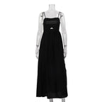 Black Breathable Sling High Waist French Dress Holiday Long