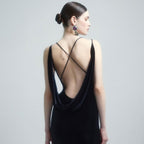 Black Camisole Backless Slim Fit Golden Floral Dress Maxi Dress Dress Batch