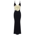 Black Camisole Backless Slim Fit Golden Floral Dress Maxi Dress Dress Batch