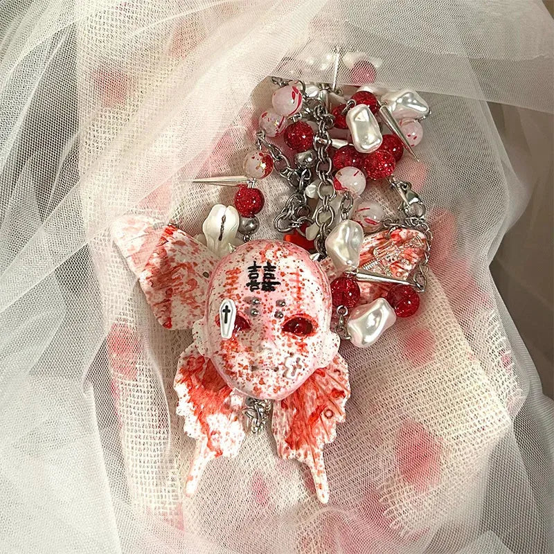 Bloody Gothic Skull Necklace