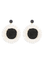 Bohemian Raffia Braided Floral Earrings