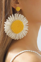 Bohemian Raffia Braided Floral Earrings
