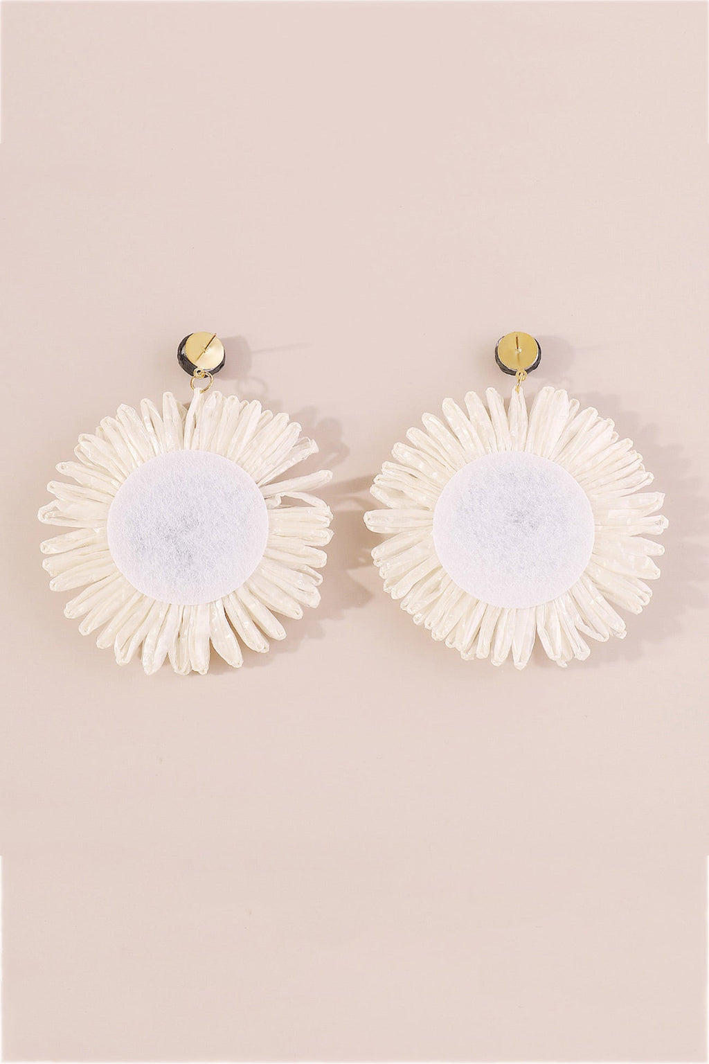 Bohemian Raffia Braided Floral Earrings