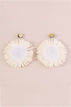 Bohemian Raffia Braided Floral Earrings
