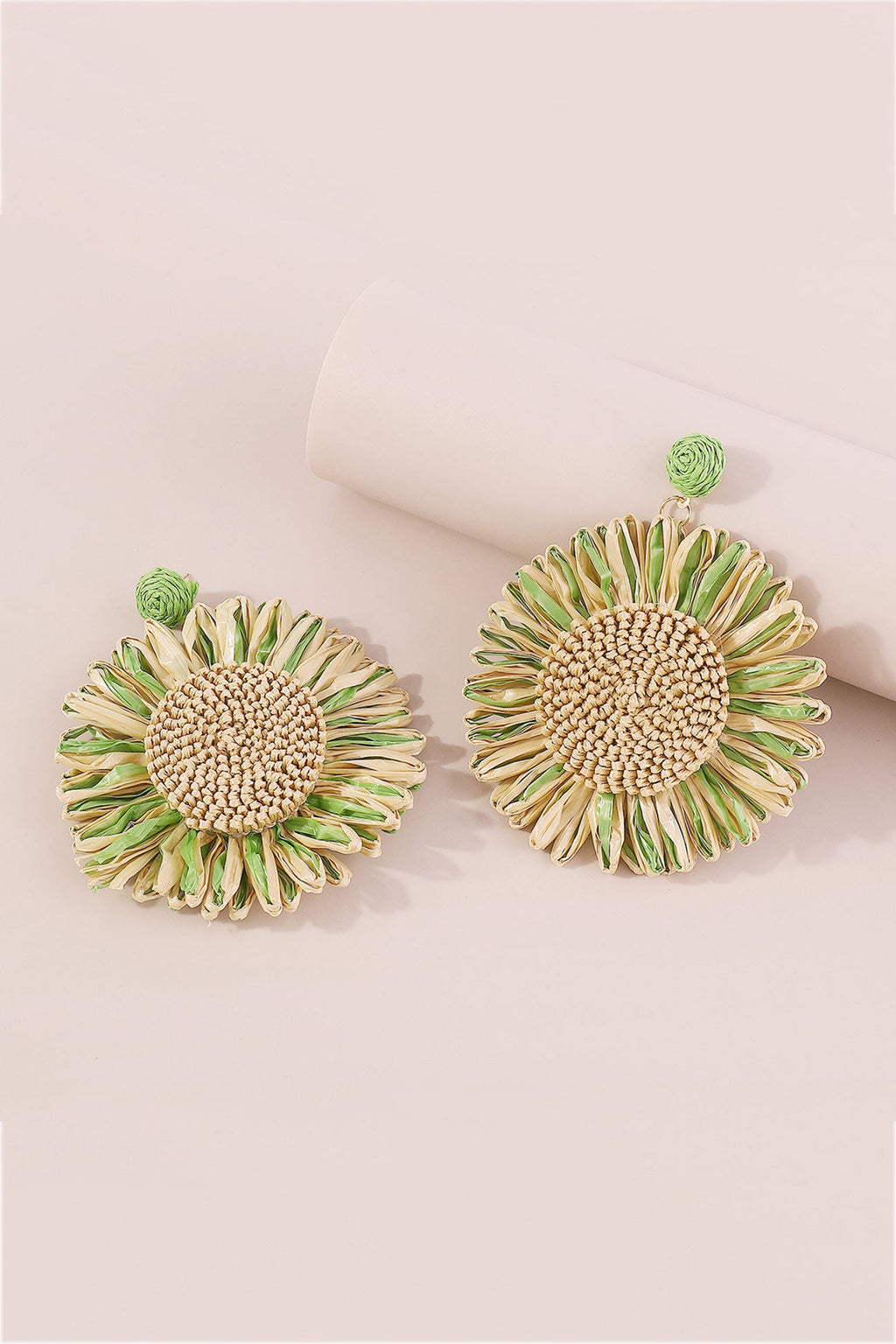 Bohemian Raffia Braided Floral Earrings