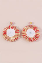 Bohemian Raffia Braided Floral Earrings