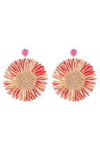 Bohemian Raffia Braided Floral Earrings