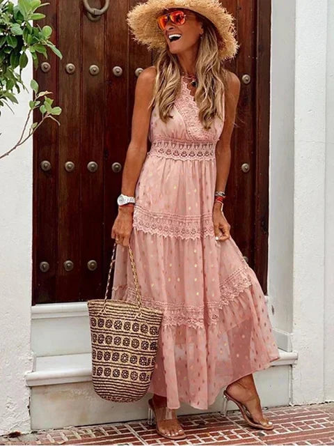 Paula Aesthetic Maxi Dress Boho Lace Statement Occasion Edit