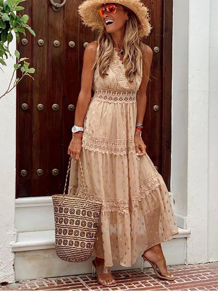 Paula Aesthetic Maxi Dress Boho Lace Statement Occasion Edit