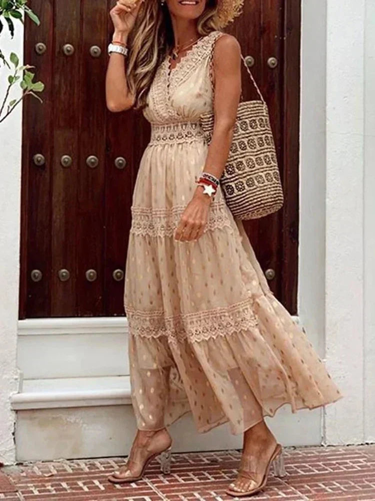 Paula Aesthetic Maxi Dress Boho Lace Statement Occasion Edit