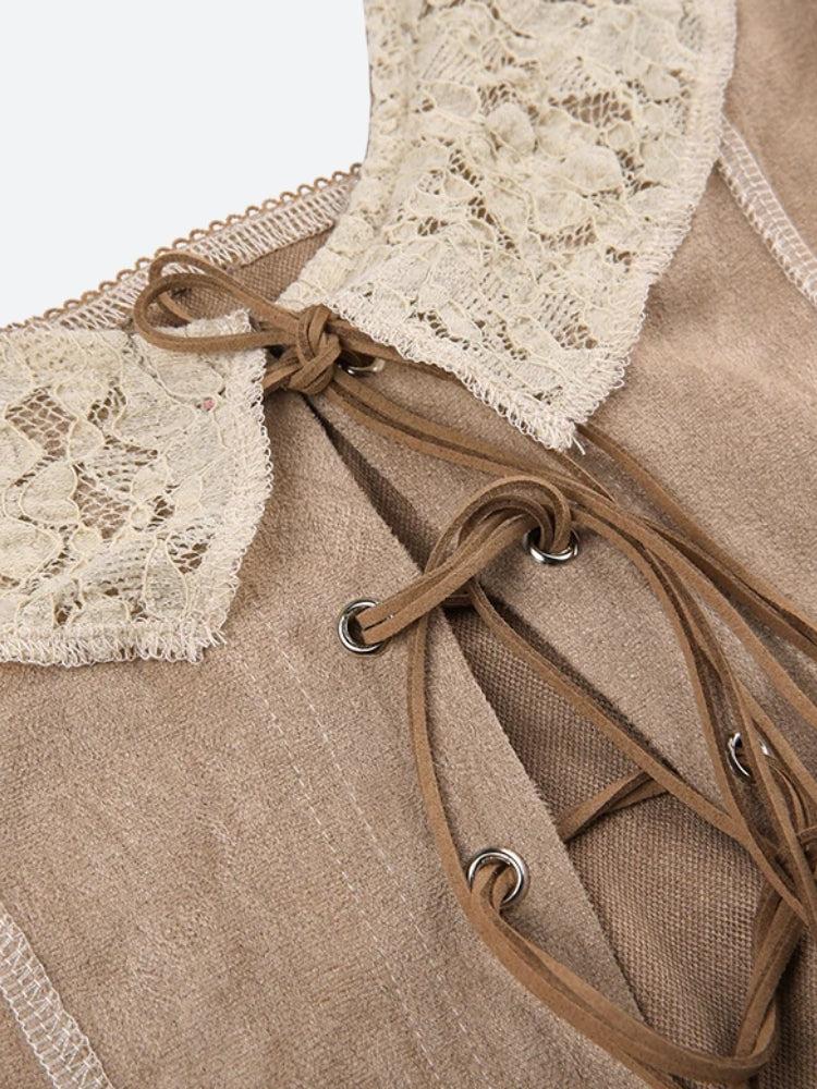 Boho Lace Up Top